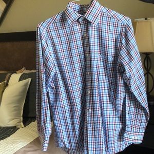 Blue, red, and white checkered button down